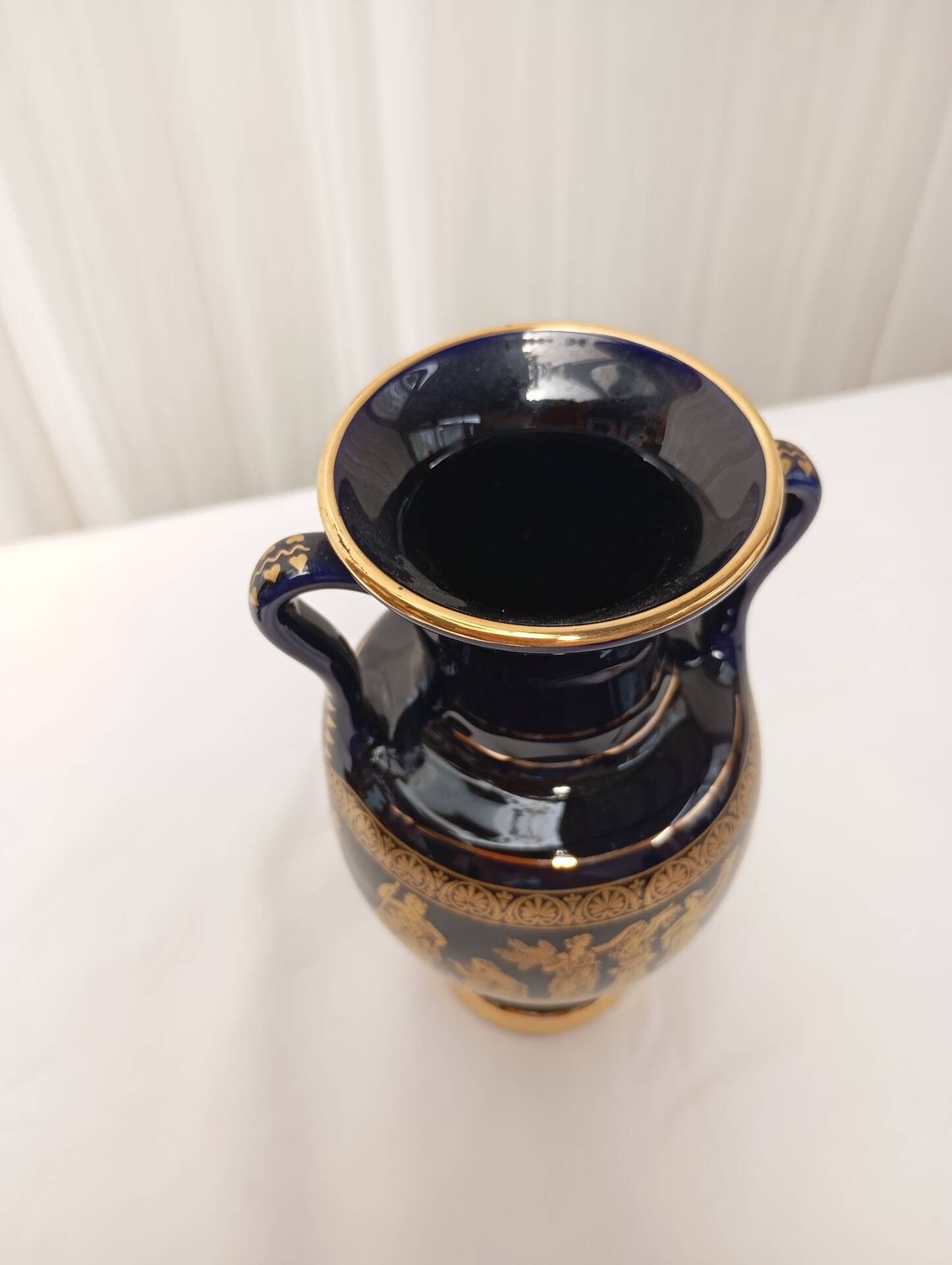 Vase miniature bleu cobalt et or 24 k