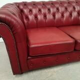 Sofa chesterfield convertible red leather