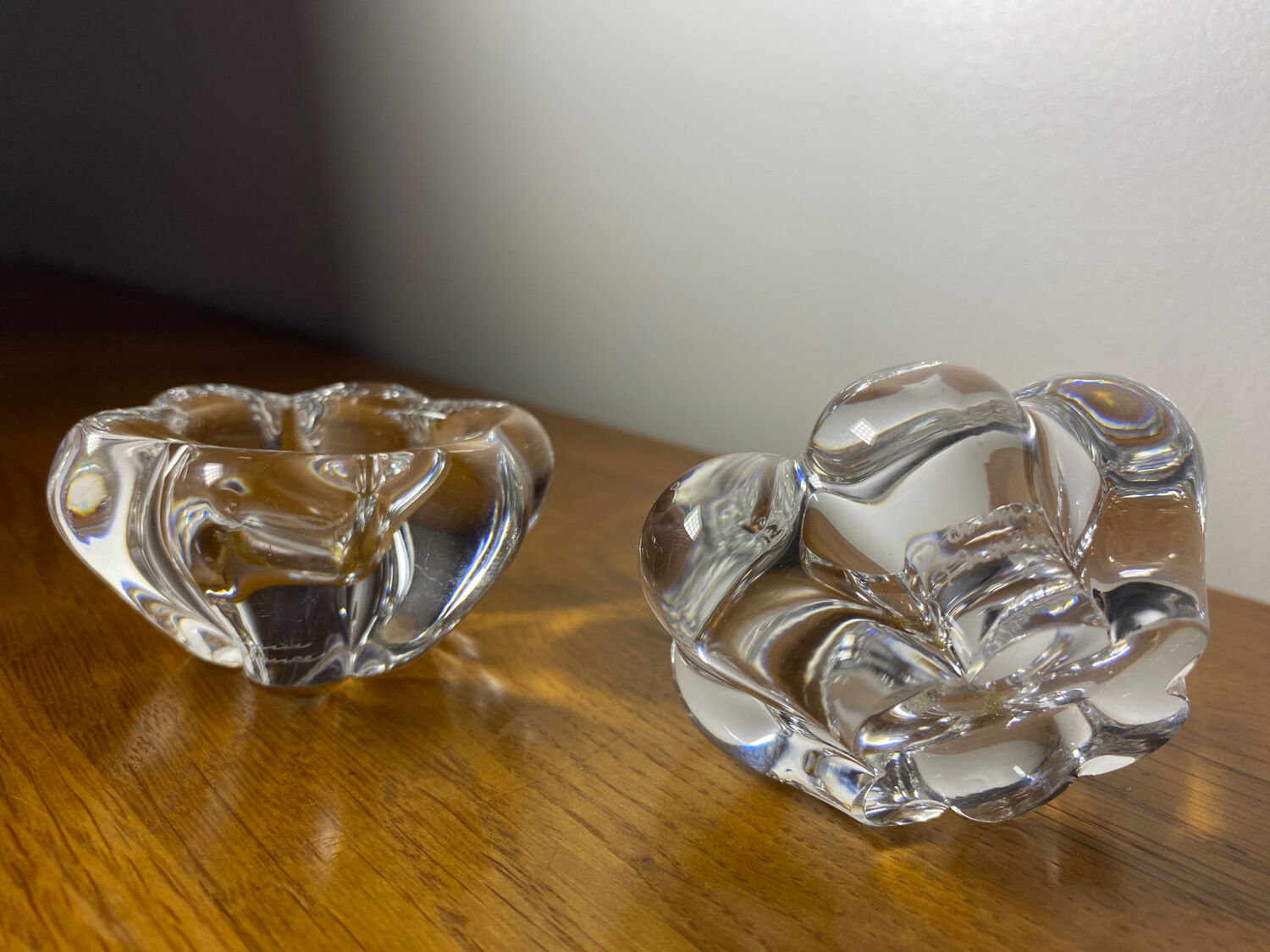 Pair of Daum crystal salt pots