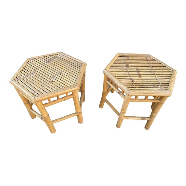 Paire de table d’appoint en bambou