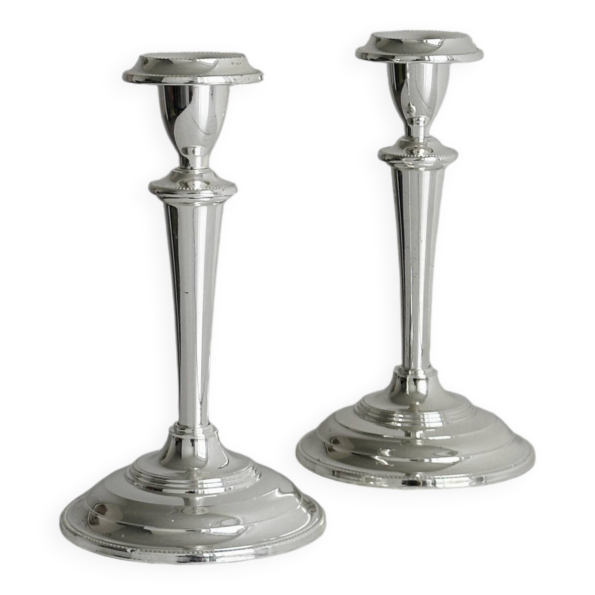 Pair of elegant stainless steel candlesticks