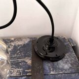 Set of two amber glass pendant lights