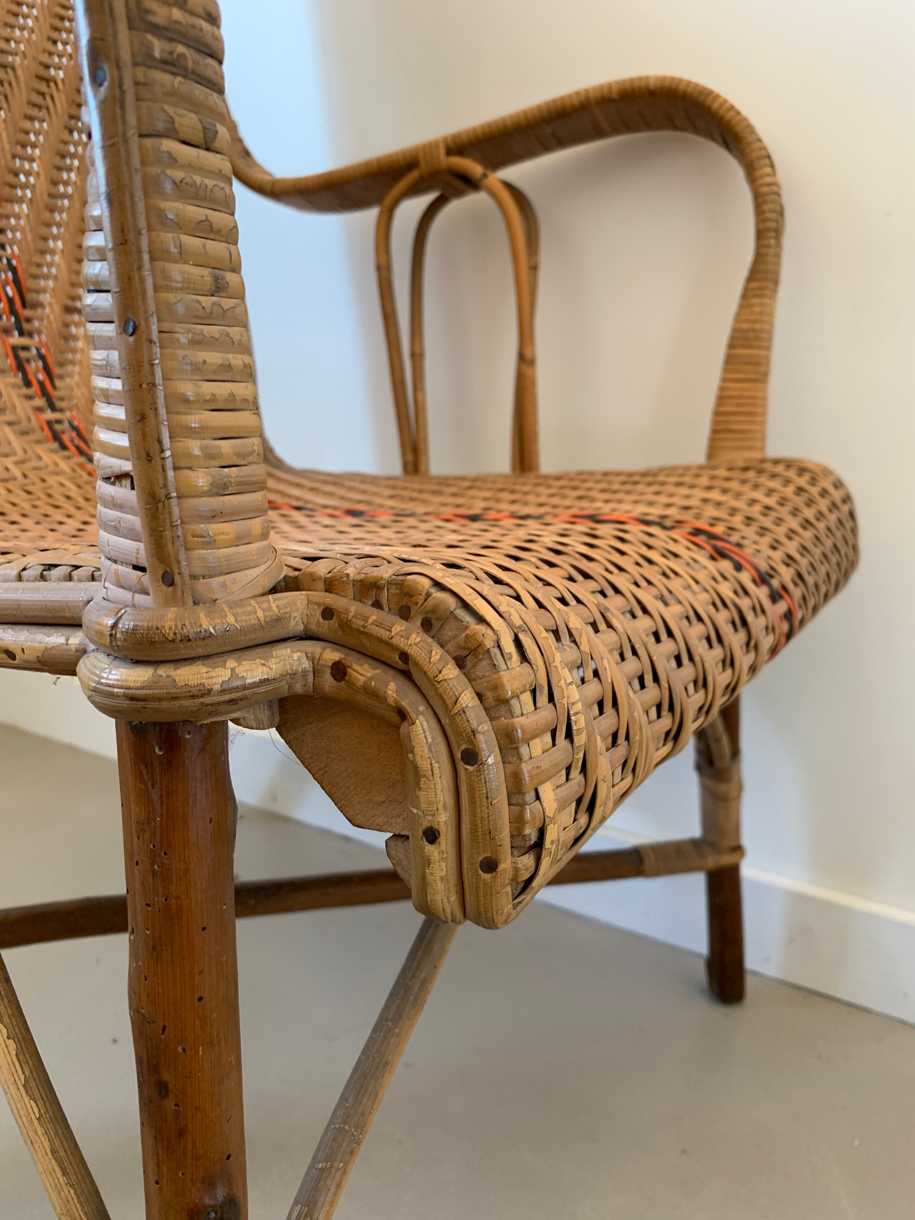 Old rattan armchair