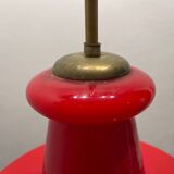 Industrial Vintage Red Glass Light Pendant 1950’s