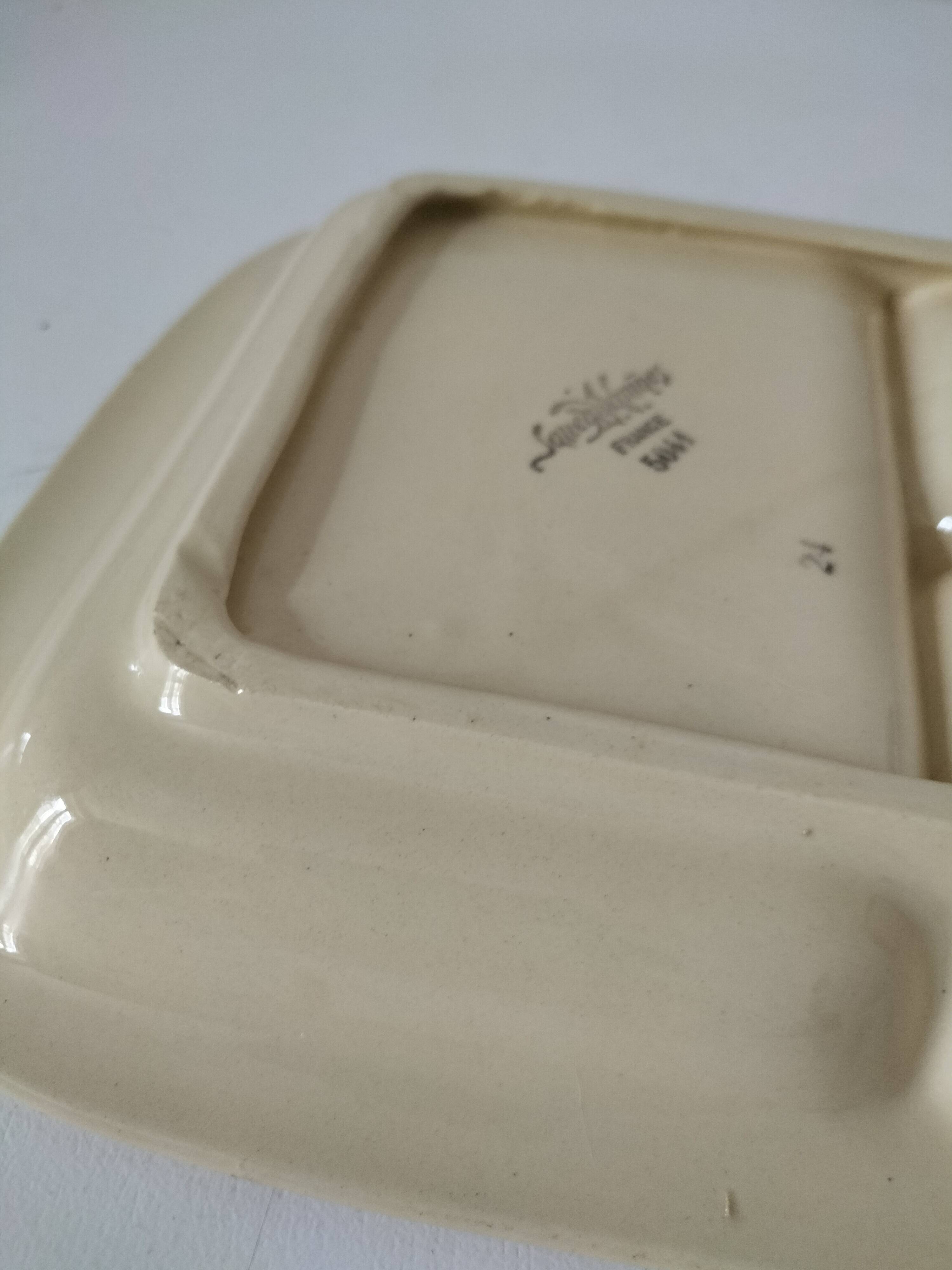 Vintage Sarreguemines compartmentalized plate model 5041 with Japanese decoration