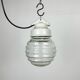 Industrial white porcelain pendant light with ribbed glass, 1970s