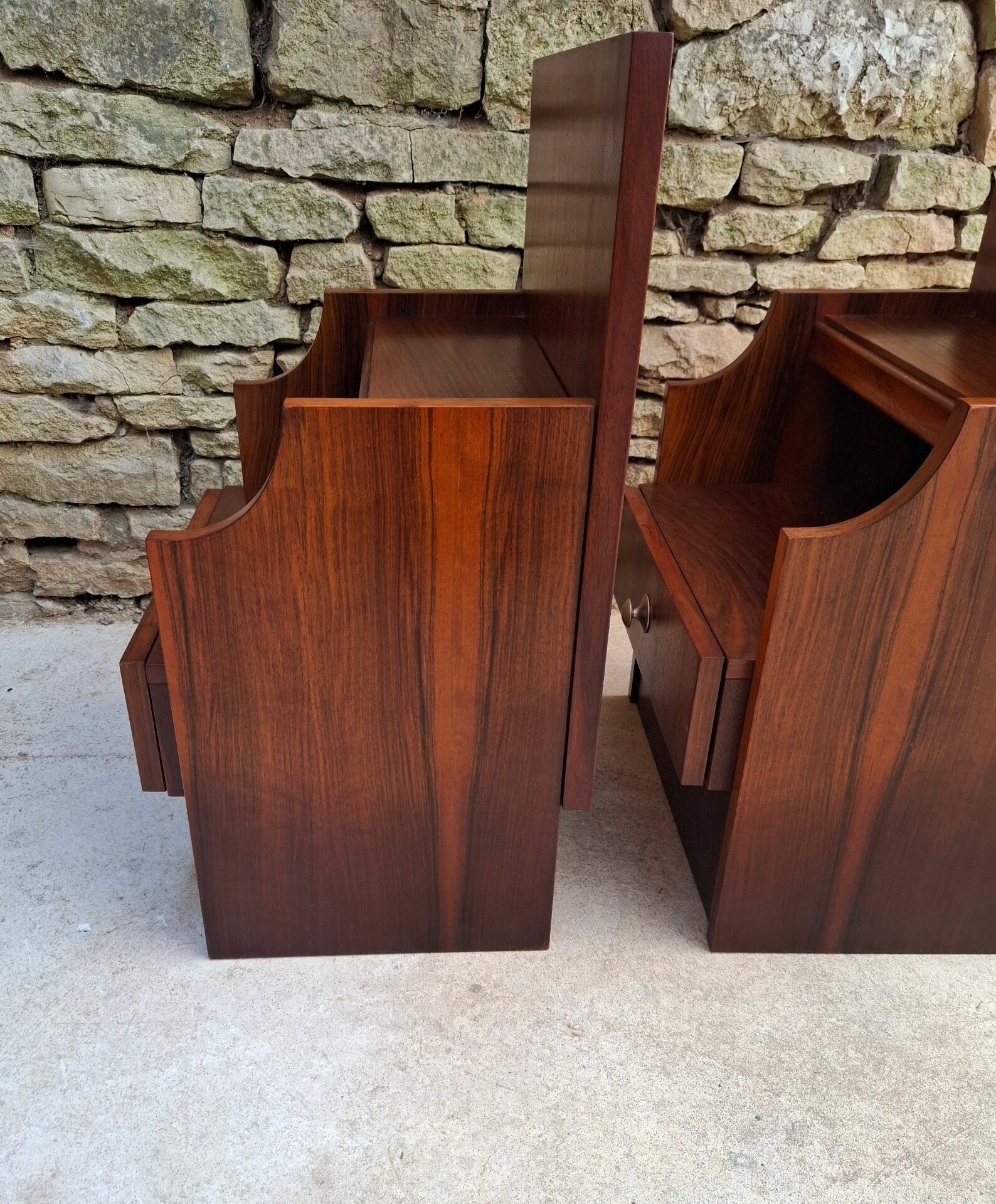 Pair of teak bedside tables