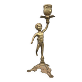 Antique gilded candlestick with cherub, French Rococo style, Belle Époque