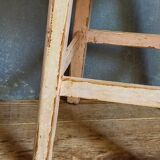 Antique workshop stool in patinated solid wood