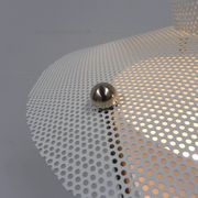 Standing vintage lamp with glass shade and perforated steel shade