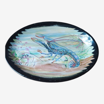 Plat vintage motif crustacés Porcelaine d'Art Côte de Beauté