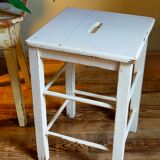 Workshop stool in vintage patinated solid wood