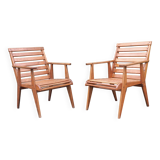 Paire de fauteuils bois
