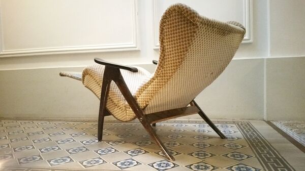 Fauteuil Wing chair à système de relaxation année 50/60