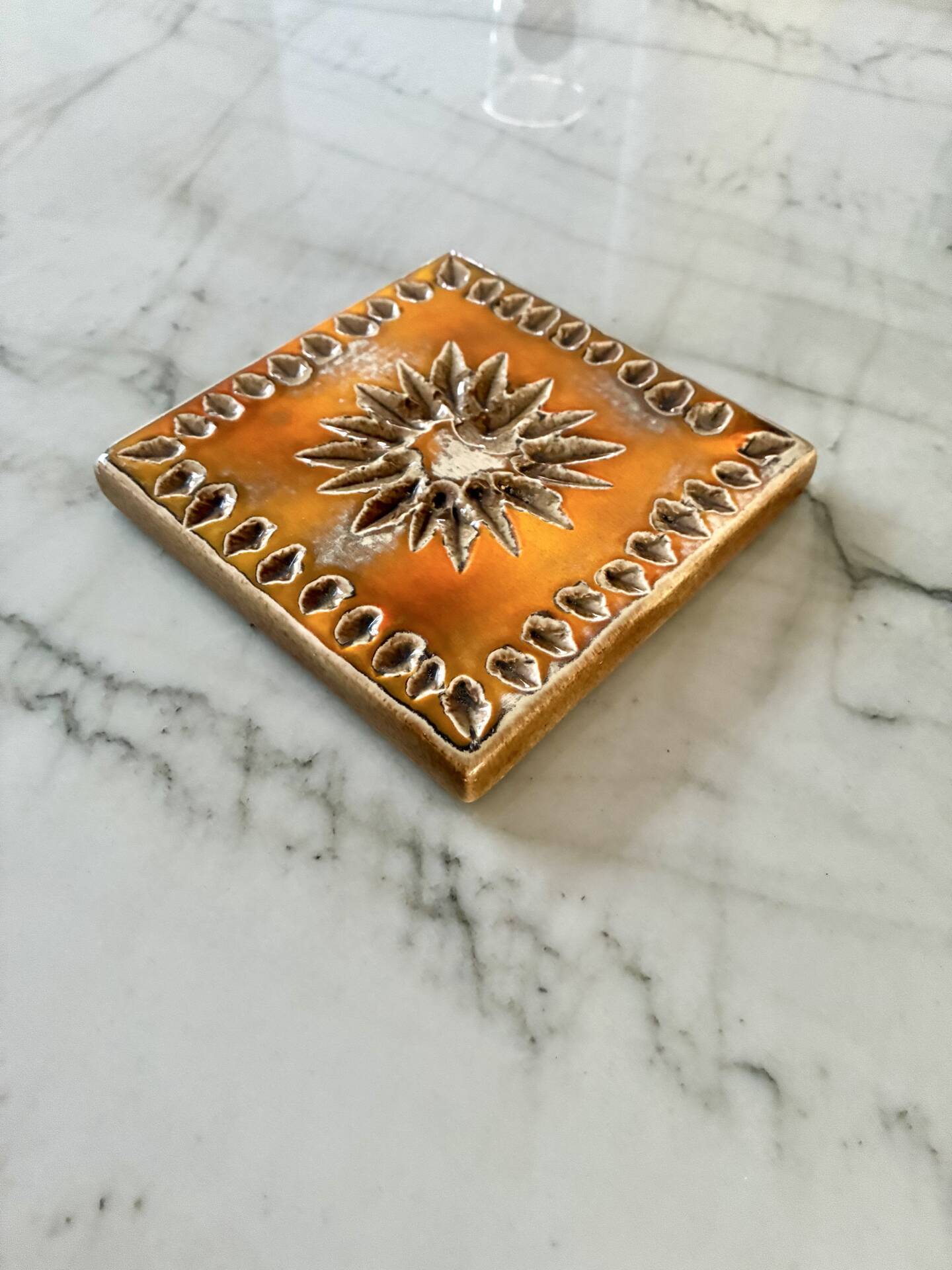Decorative ceramic tile 1950/1960 by Périgordine pottery