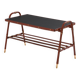 Jacques Adnet coffee table in red saddle-stitched leather and brass, 1950s