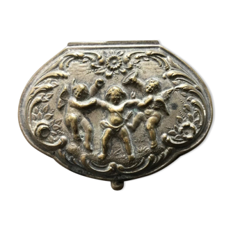 Ancienne boîte à pilule XIXe Anges Putti