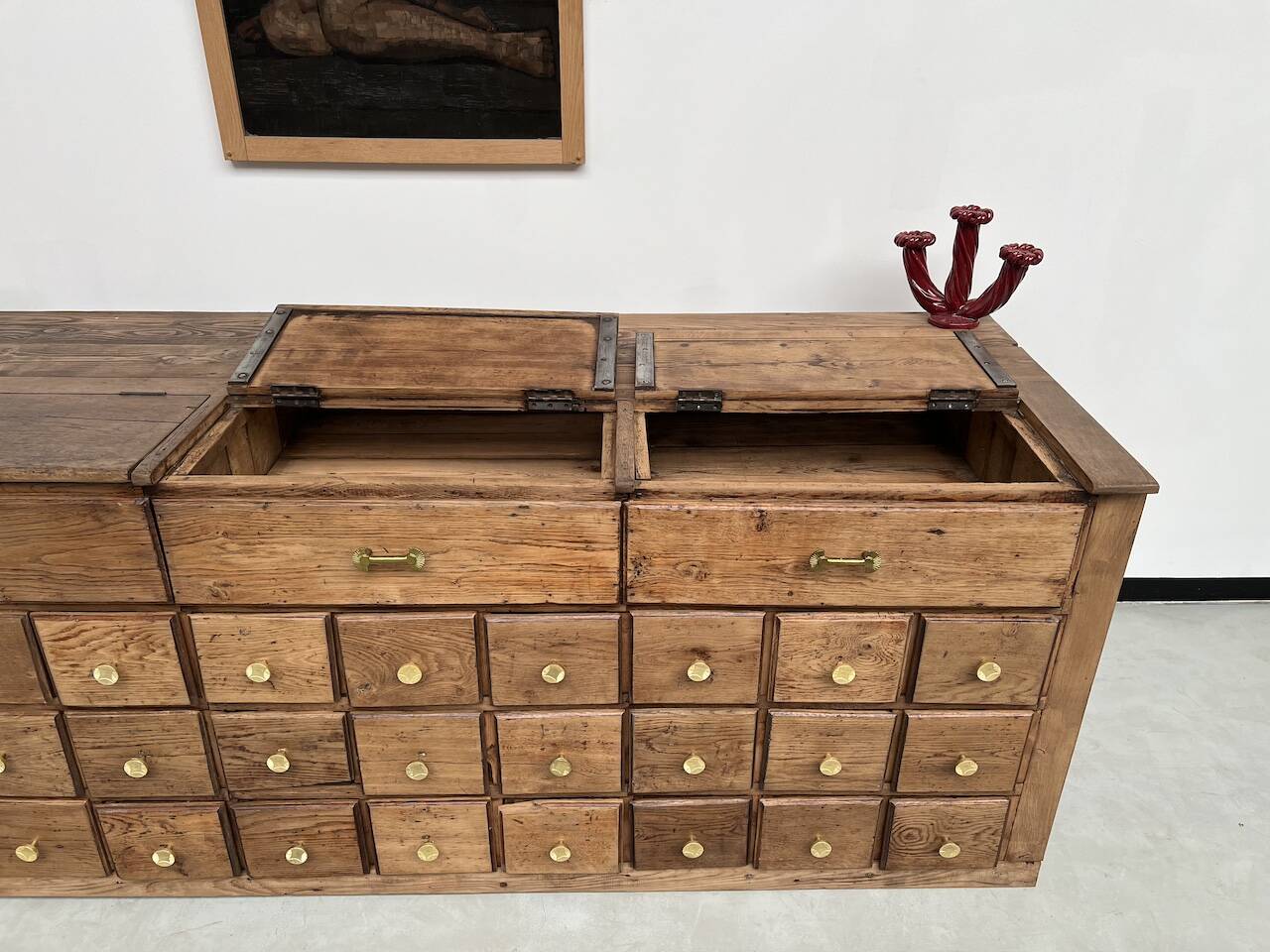Old trade furniture with oak drawers XL format