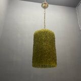 Olive Green Murano Glass Flower Light Pendants Set of 2