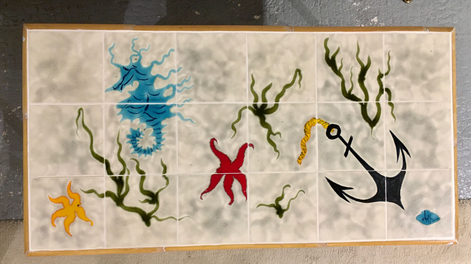 Ceramic and rattan coffee table