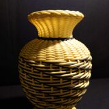 Yellow and black scoubidou vase