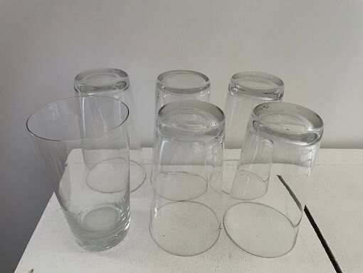 6 water and fruit juice glasses