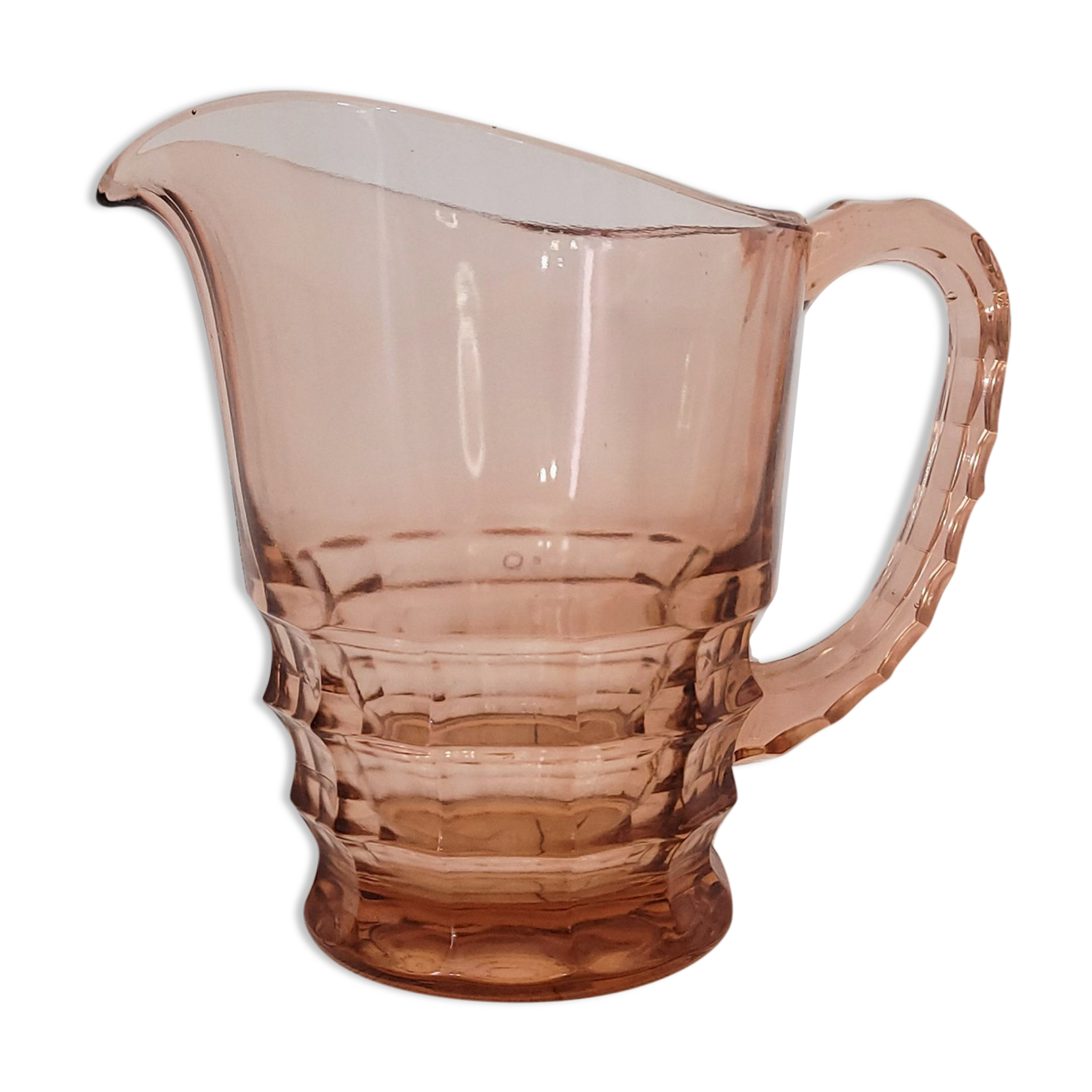 Vintage pitcher pink molded glass
