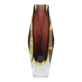 Mid-Century Modern Brown and Yellow Murano Glass Vase 1960