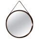 Italian round wall mirror in solid teak leather and brass 1950 68x53cm