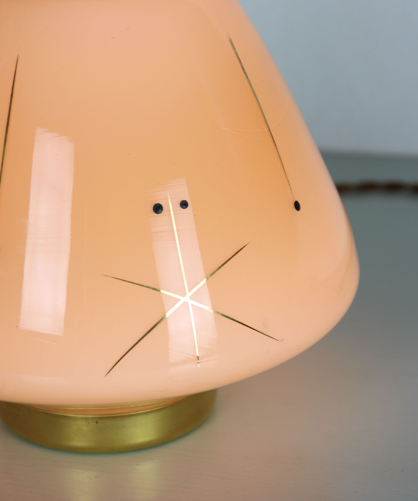 Midcentury glass & brass table lamp