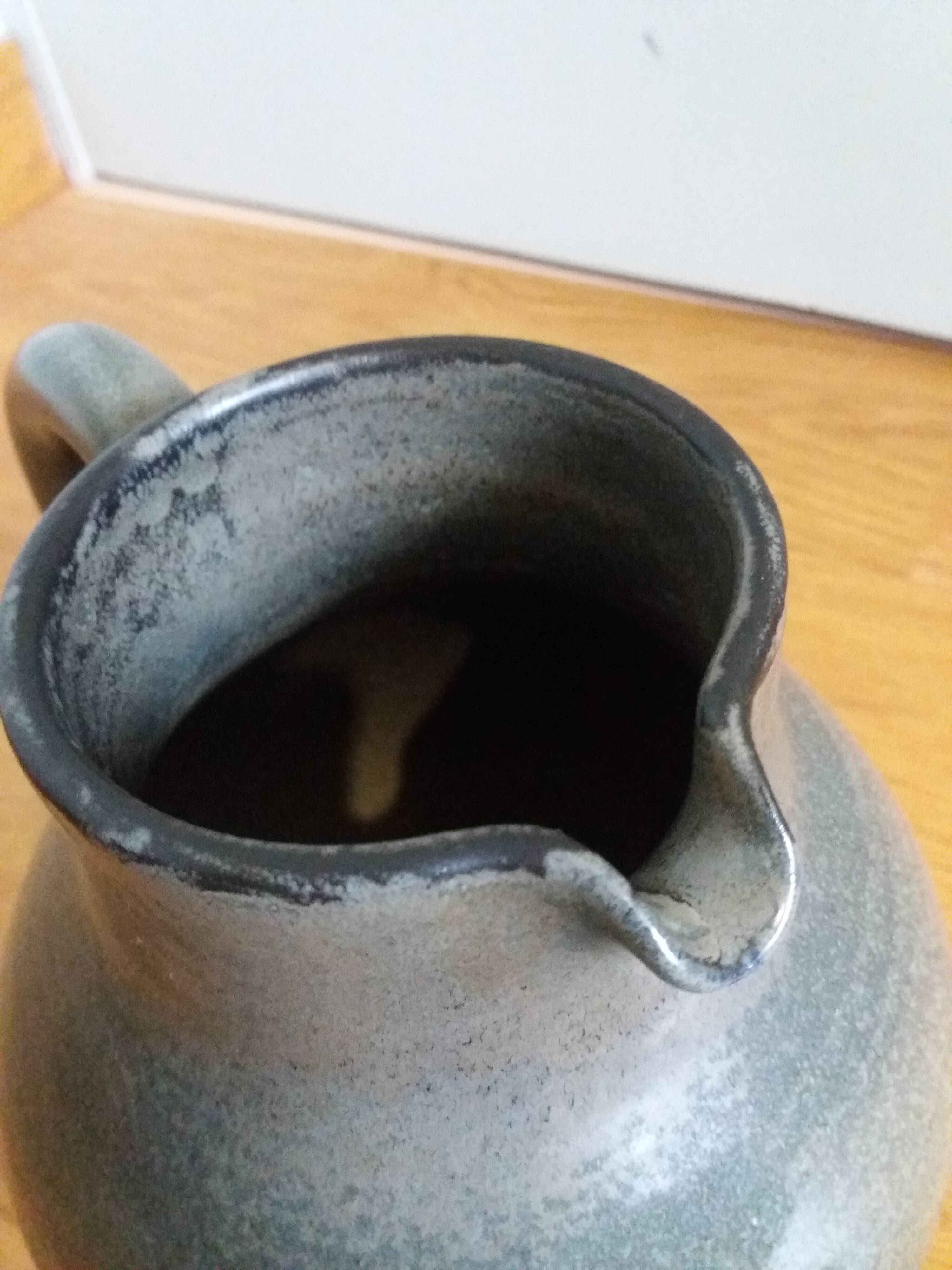 Pitcher michel and denise pointu arts céram sandstone from puisaye 50s 60s