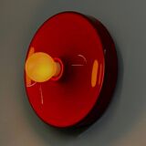 Red space age disc lamp by Enrico Tronconi