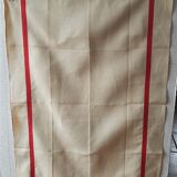 6 old linen tea towels ecru red stripes monogram b.c.