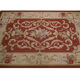 Small Handwoven Red Beige Needlepoint Rug- 61x91cm