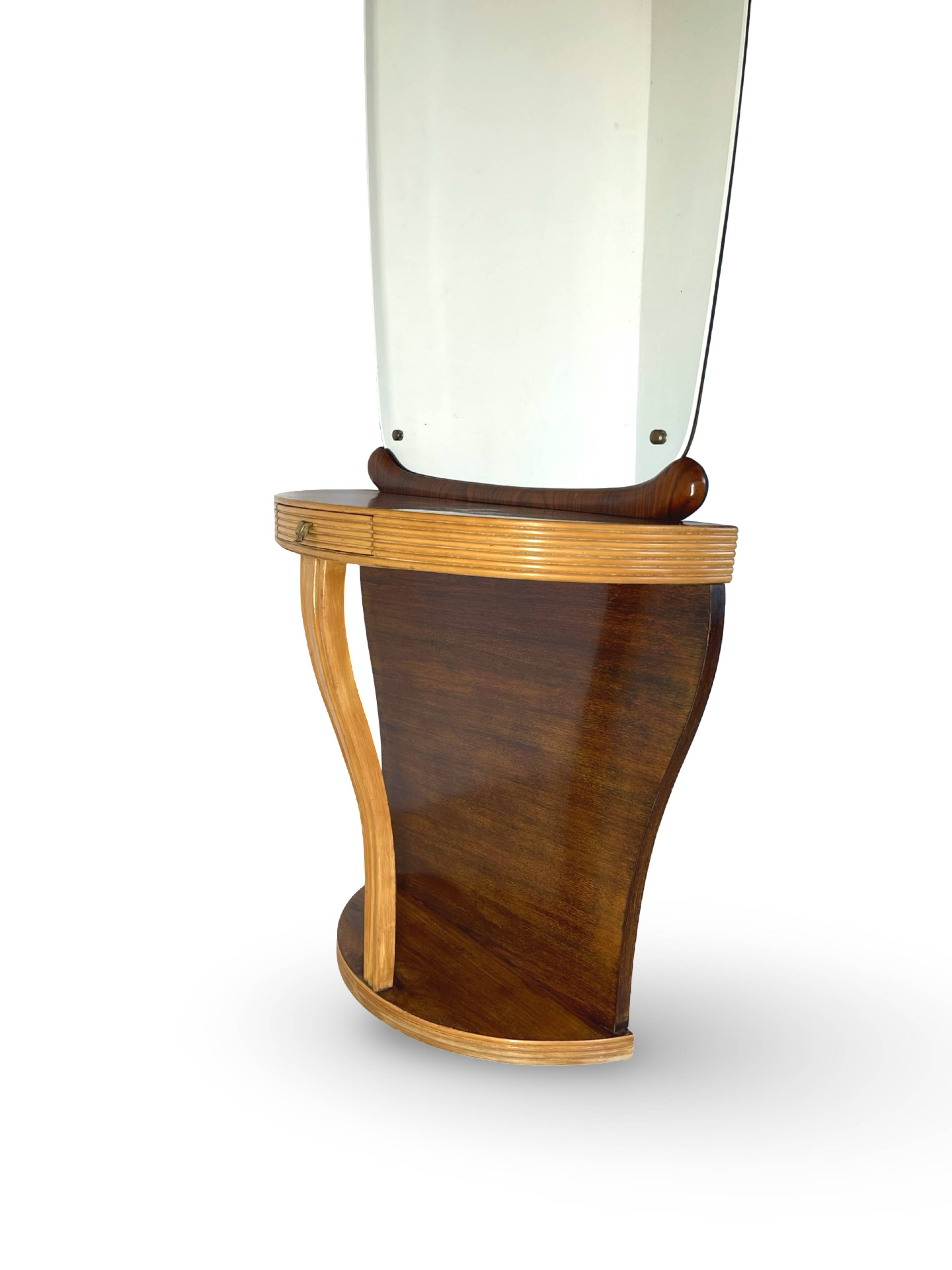 Console Art Déco moderne du milieu du siècle, dans le style de Paolo Buffa.