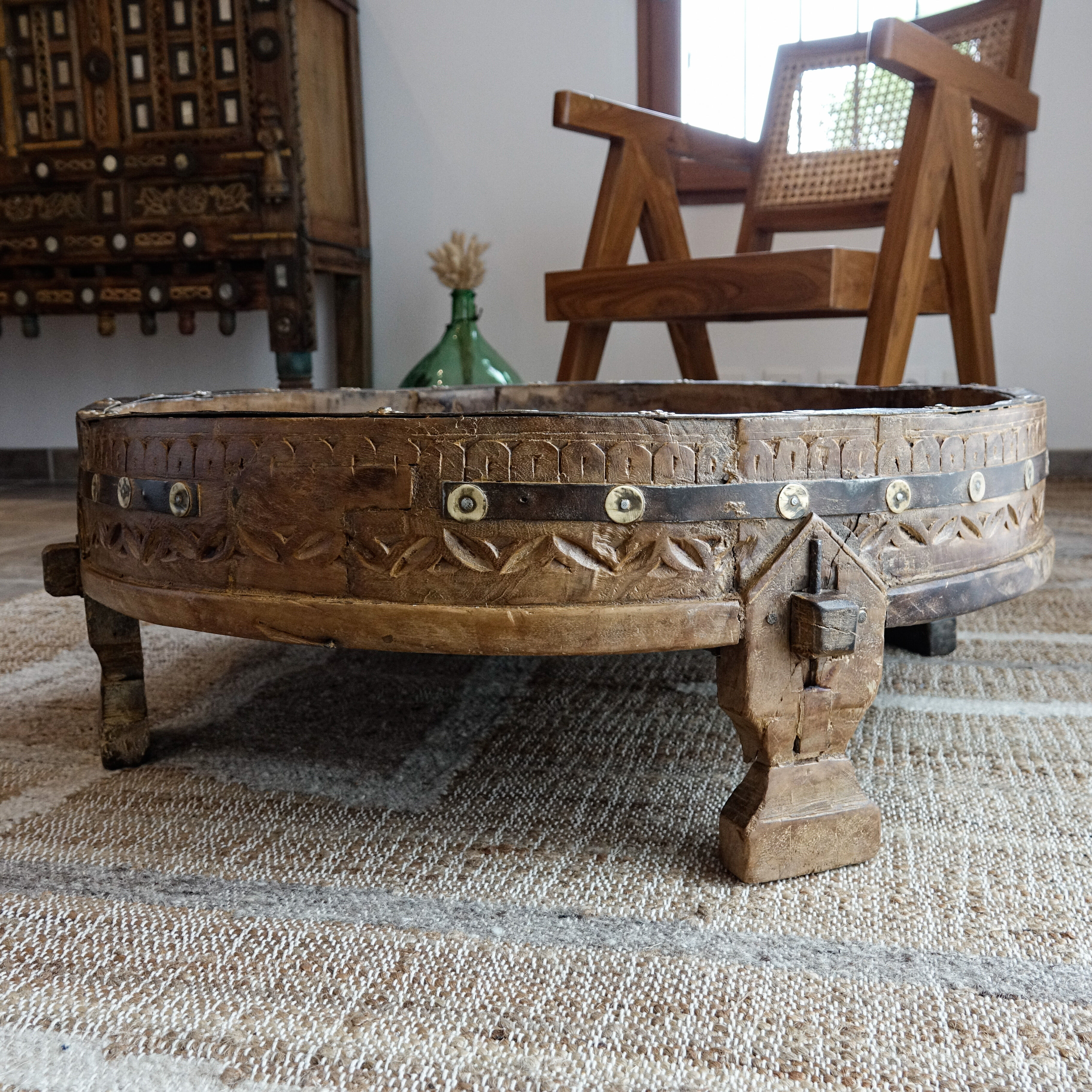 Ancient Indian coffee table Chakki