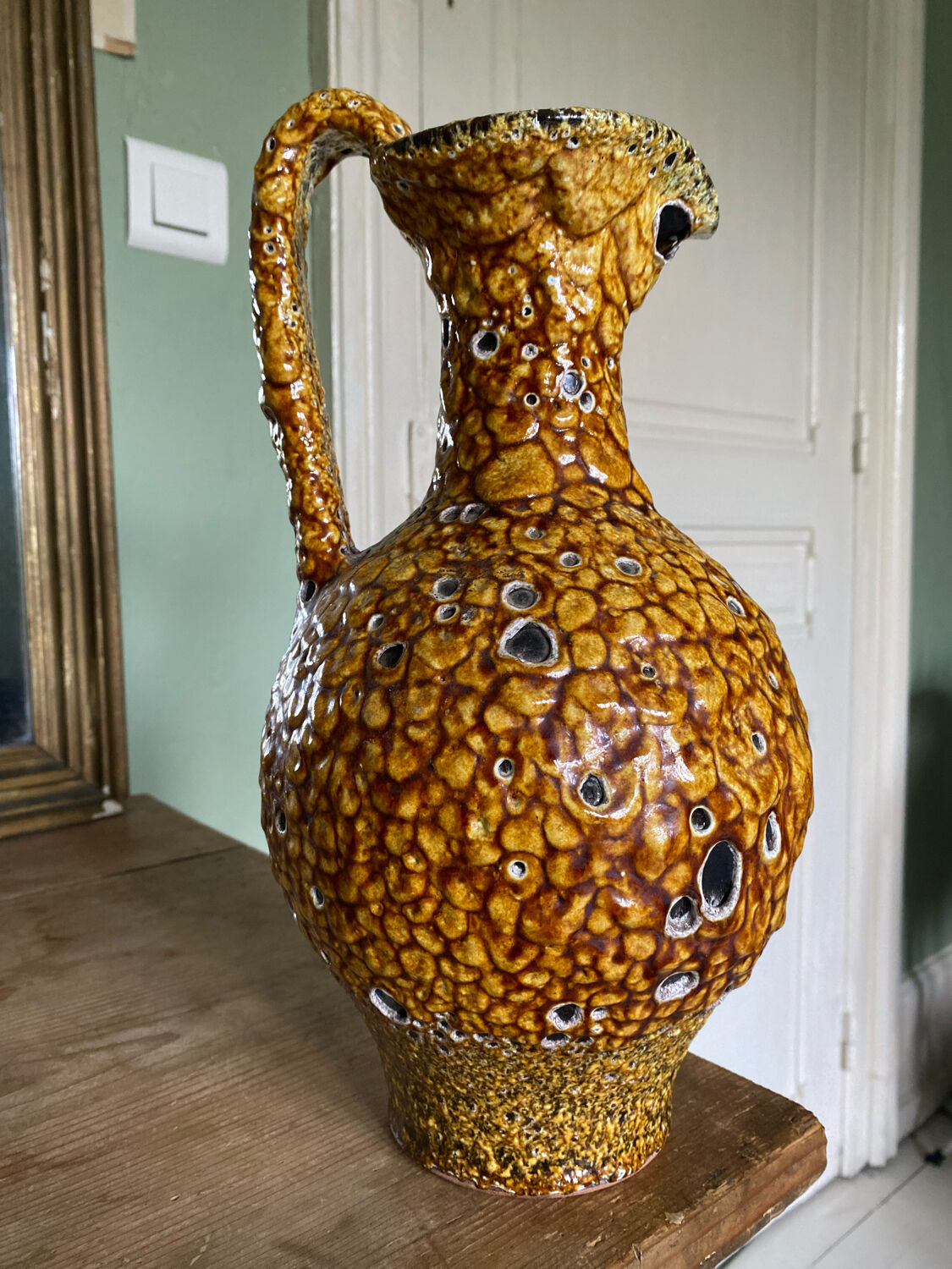 Fat lava vase signed henri collioure 1978