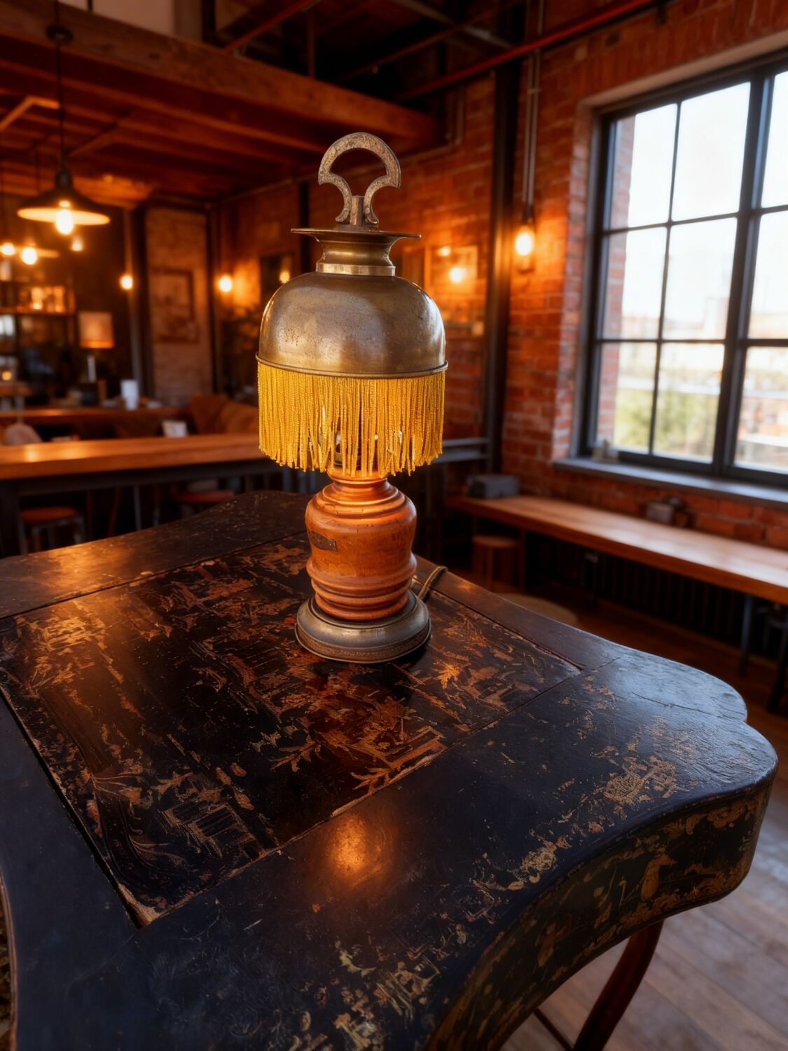 Lampe vintage élégante – bois & laiton – esprit chic intemporel