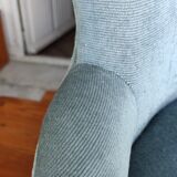 Old blue velvet toad armchair