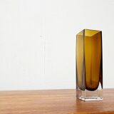 Mid-century minimalist amber coloured glass vase, 1960s.