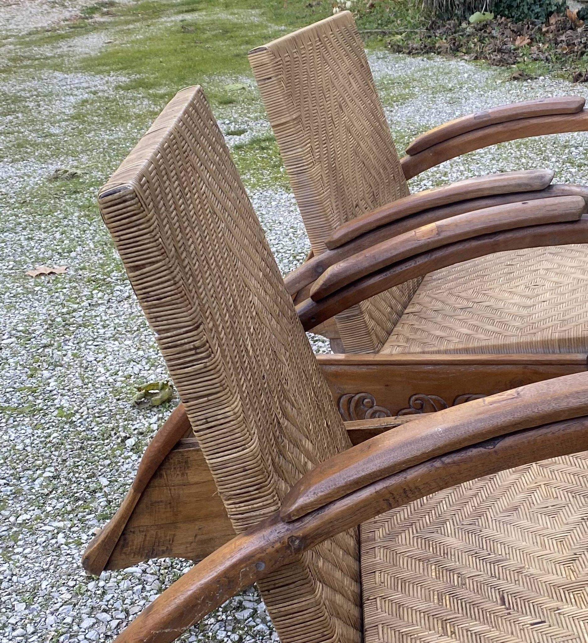 Pair of Art Deco colonial armchairs