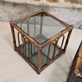 Two rattan and smoked glass tables, 1970