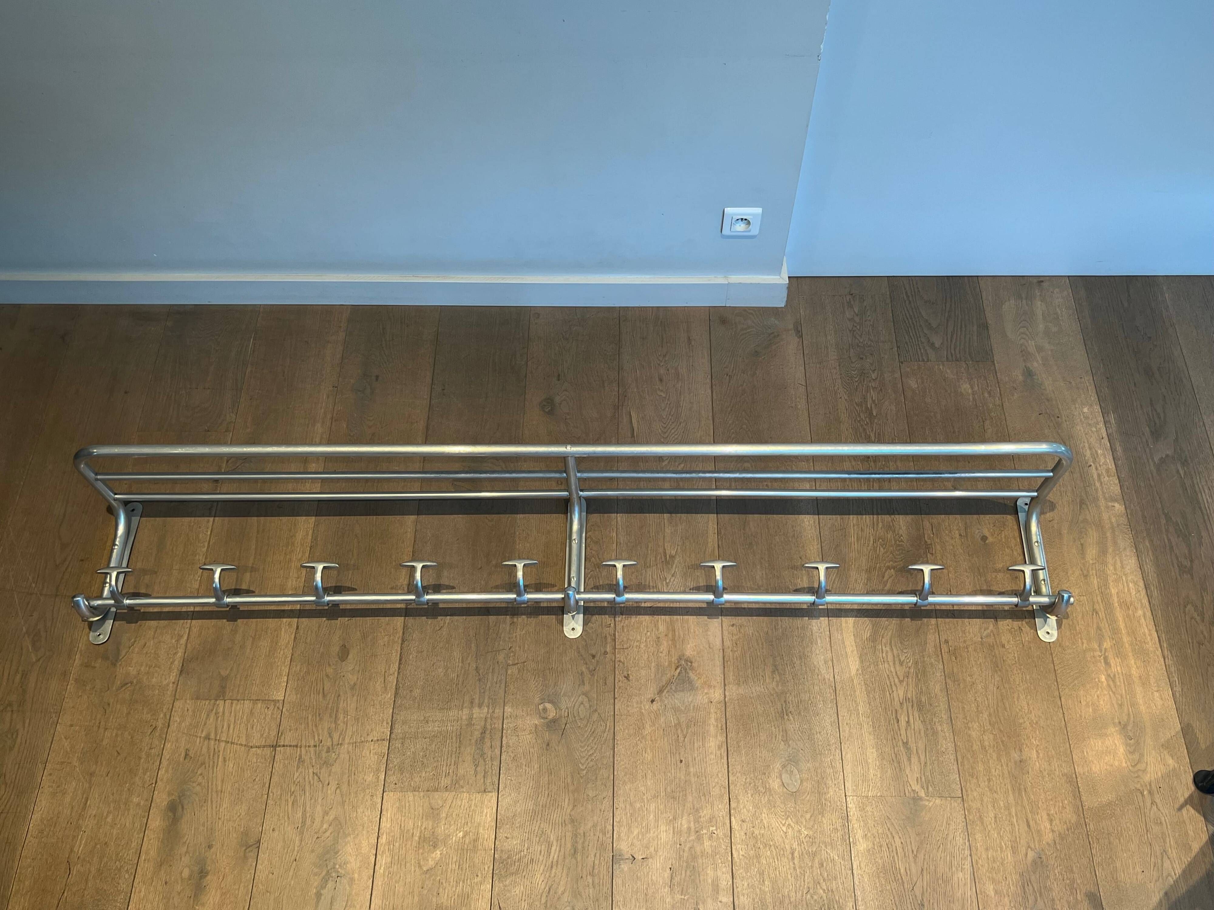 Large Aluminium Wall Coat Rack with Ten Hooks and Luggage Rack