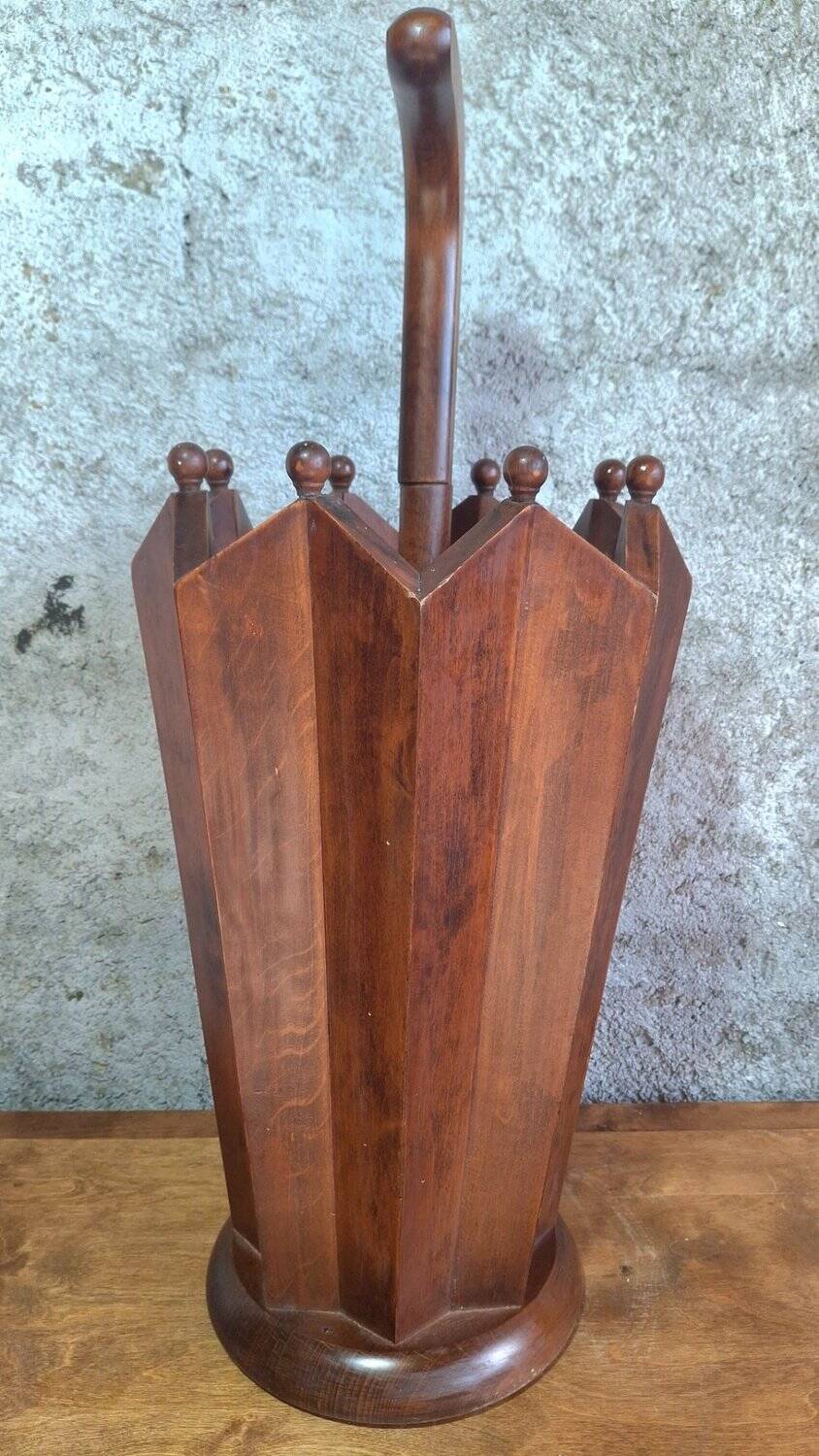 Porte-parapluies en bois massif sculpté, art deco