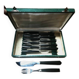 Écrin 13 pièces, fourchettes et couteau à dessert, fromage en inox et ébène