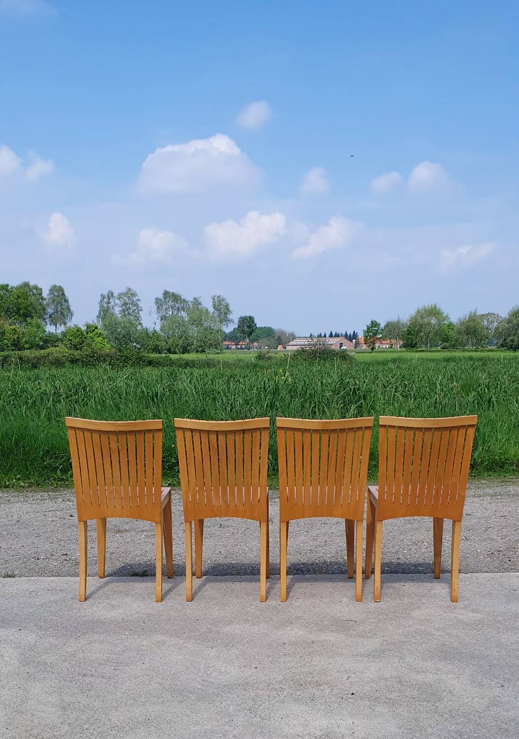 Set 4 - plywood beech dining chair Dutch design postmodern