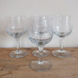 4 engraved glass wine glasses from the 30s