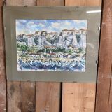 Watercolor of the village of Ménerbes in the Luberon