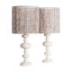 Pair of white lacquered turned wooden lamps, 1960
