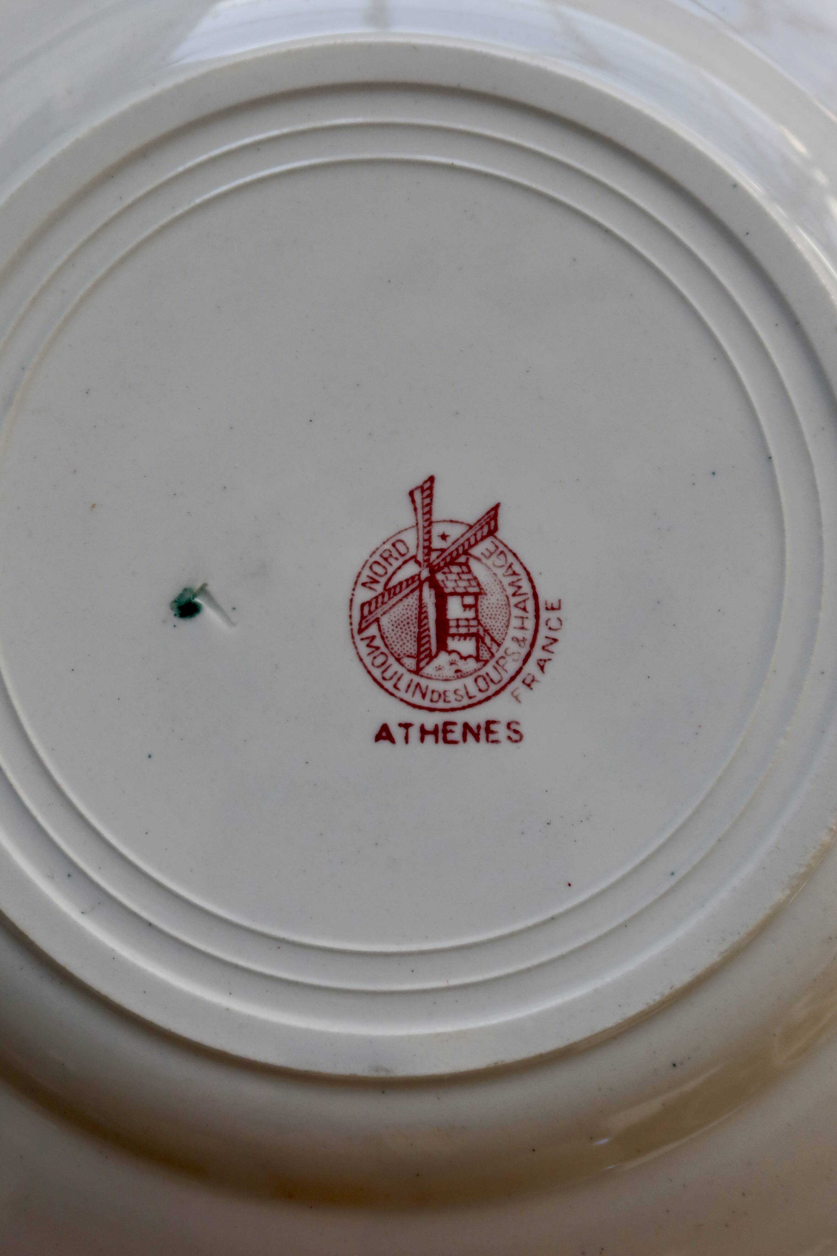 4 vintage ironstone dinner plates - Moulin des Loups - Athens model